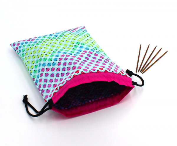 Projektbeutel / Handarbeitsbeutel mit Kordel Marienkäfer